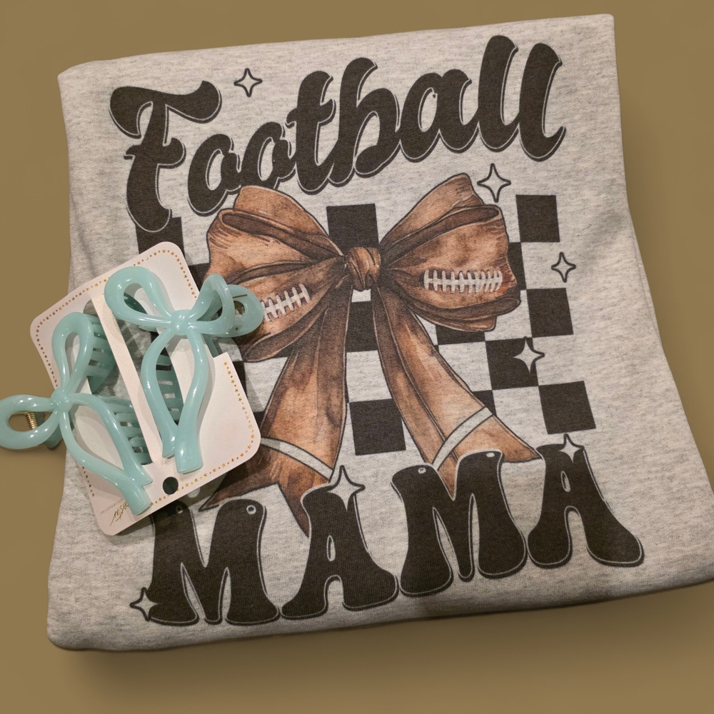 Gildan Football Mama Bow Crew Sweatshirt New Unisex Size 3xl With Bow Clips